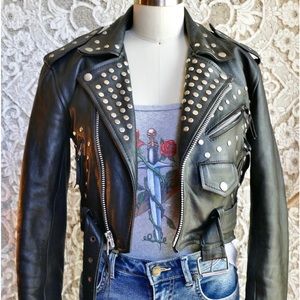 Studded black leather jacket